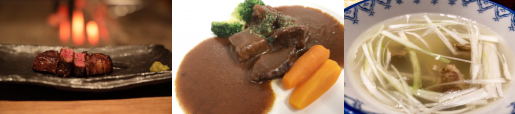 鹿肉の調理例　ステーキ、カレー、スープ